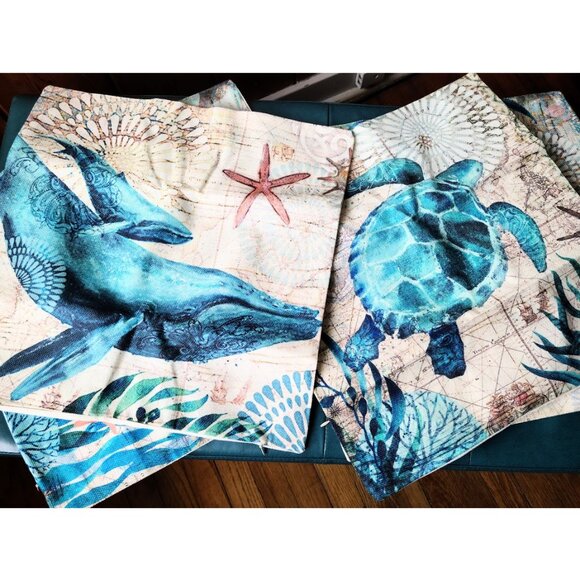 Decorative Throw Pillow Covers Cases Set Beach Decor Nautical Coastal Cottage - Picture 4 of 16